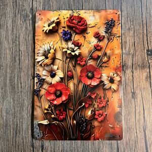 Wall Hanging Sign Metal Sign Flower Bouquet Daisy Daisies Gift NEW FAST SHIP